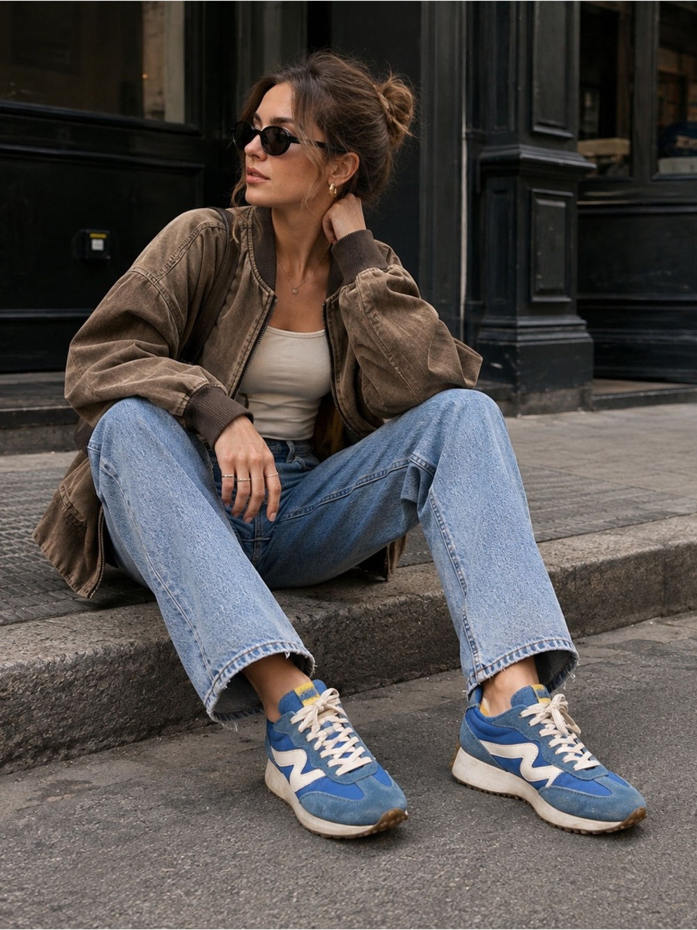 Steve Madden Campo Cobalt Blue Sawtooth Suede Retro Sneaker Women 7.5 Colorblock - Picture 2 of 13